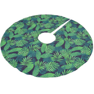 Tropisches Blätter-Muster Polyester Weihnachtsbaumdecke