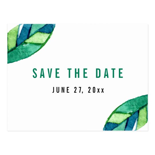 Tropisches Blätter-Save the Date Postkarten-Grün Postkarte