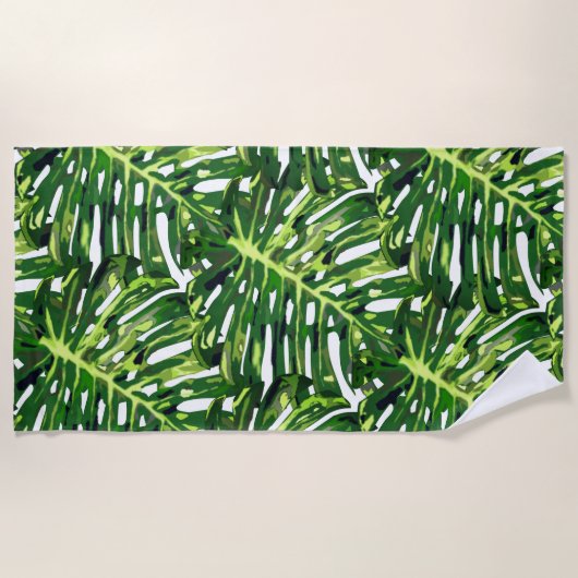 Tropisches Blätter Strandtuch (Vorderseite)