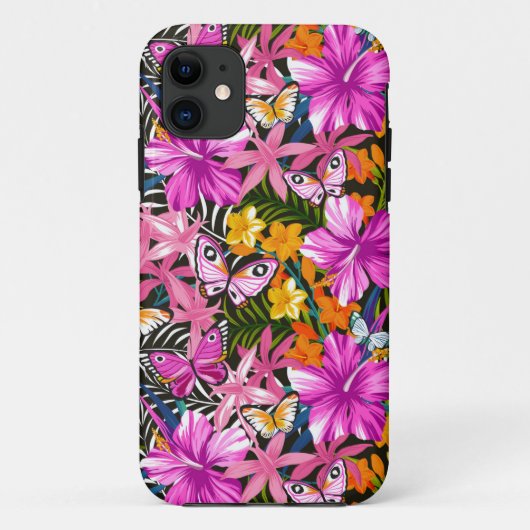Tropisches Blätter und Blumen Case-Mate iPhone Hülle (Rückseite)