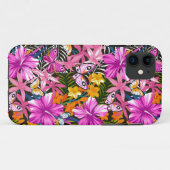 Tropisches Blätter und Blumen Case-Mate iPhone Hülle (Rückseite (Horizontal))