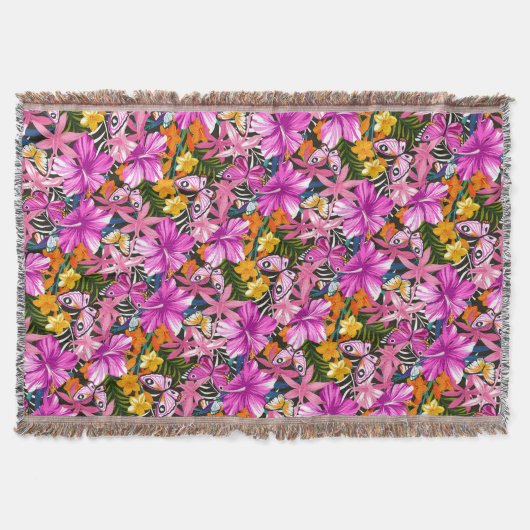 Tropisches Blätter und Blumen Decke (Vorderseite)