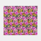 Tropisches Blätter und Blumen Fleecedecke (Vorderseite (Horizontal))