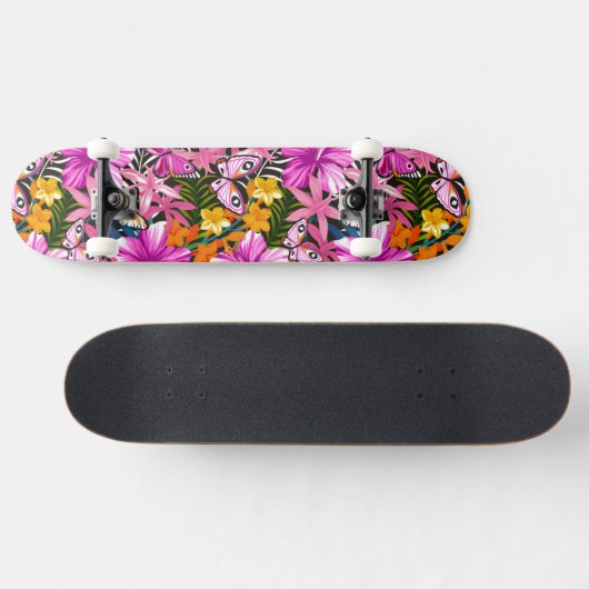 Tropisches Blätter und Blumen Skateboard (Horizontal)