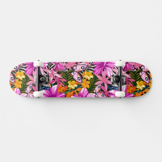 Tropisches Blätter und Blumen Skateboard (Horizontal)
