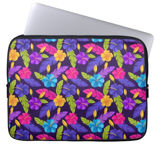 Tropisches Blätter- und Blumenmuster-23857 Laptopschutzhülle (Vorderseite)