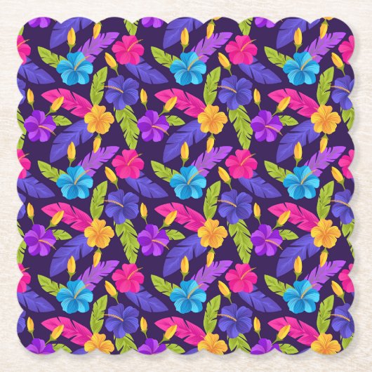 Tropisches Blätter- und Blumenmuster-23857 Untersetzer (Vorderseite)