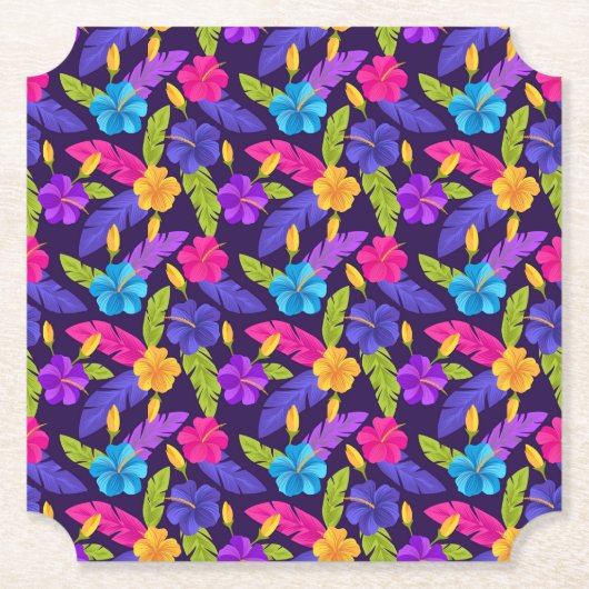 Tropisches Blätter- und Blumenmuster-23857 Untersetzer (Vorderseite)