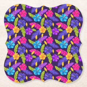 Tropisches Blätter- und Blumenmuster-23857 Untersetzer