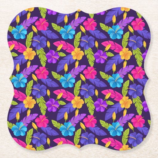 Tropisches Blätter- und Blumenmuster-23857 Untersetzer (Vorderseite)
