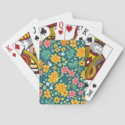 Tropisches Blätter- und Blumenmuster Spielkarten (Rückseite)