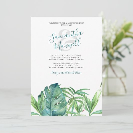 Tropisches Blätter Wasserfarbe Probe Abendessen (Stehend Vorderseite)