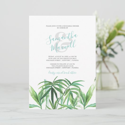 Tropisches Blätter Wasserfarbe Probe Abendessen Ei (Stehend Vorderseite)