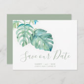 Tropisches Blätter Wasserfarbenpalme Save the Date (Vorne/Hinten)