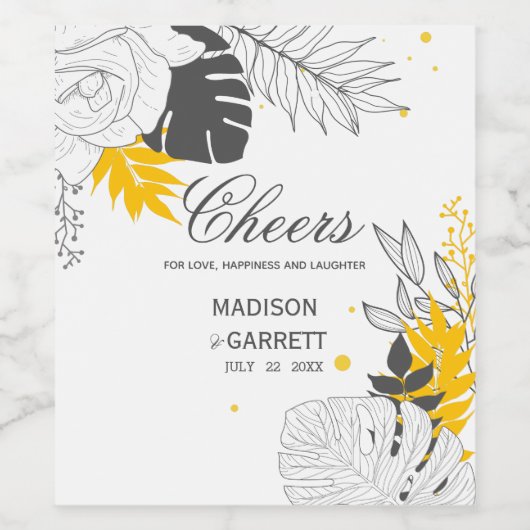 Tropisches Blätter Weinetikett (Einzelnes Label)