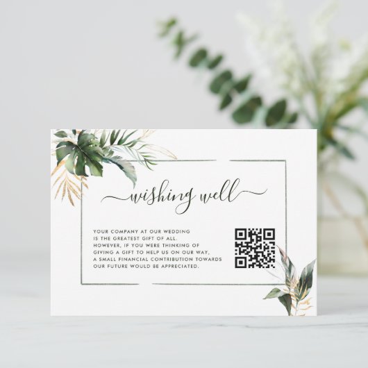 Tropisches Blattgrün mit QR-Code Begleitkarte (Stehend Vorderseite)