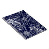 tropisches Blattmuster auf marineblau Hintergrund Notizblock (Rechte Seite)