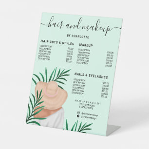 Tropisches blättriges, grünes Haar, Salonpreis Sockelschild