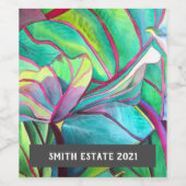 Tropisches Blattweinlabel Weinetikett (Einzelnes Label)