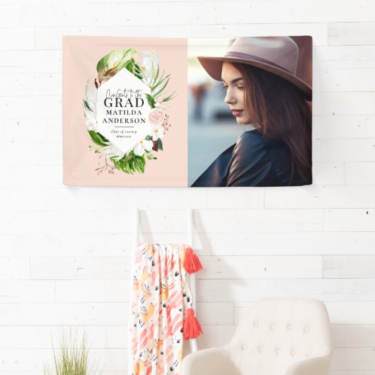 Tropisches Blattwerk-Foto-Graduierungsparty Banner (Insitu)