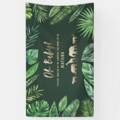 Tropisches Blattwerk + Goldtiere Babydusche Party Banner (Vertikal)