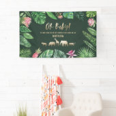 Tropisches Blattwerk + Goldtiere Babydusche Party Banner (Insitu)