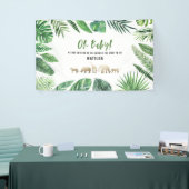 Tropisches Blattwerk + Goldtiere Babydusche Party Banner (Messeveranstaltung)