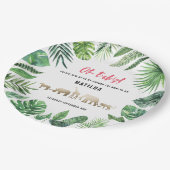 Tropisches Blattwerk + Goldtiere Babydusche Party Pappteller (Schrägansicht)