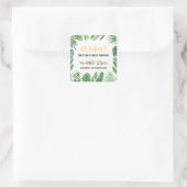 Tropisches Blattwerk + Goldtiere Babydusche Party Quadratischer Aufkleber (Tasche)