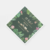 Tropisches Blattwerk + Goldtiere Babydusche Party Serviette (Ecke)