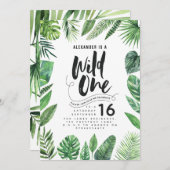 Tropisches Blattwerk + Skripttext eines Geburtstag (Vorne/Hinten)