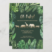 Tropisches Blattwerk und goldene Tiere Babydusche (Vorne/Hinten)