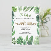 Tropisches Blattwerk und goldene Tiere Babydusche (Stehend Vorderseite)