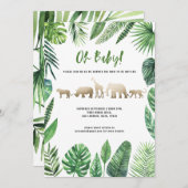 Tropisches Blattwerk und goldene Tiere Babydusche (Vorne/Hinten)