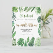 Tropisches Blattwerk und goldene Tiere mit zwei Ba (Stehend Vorderseite)