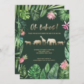 Tropisches Blattwerk und goldene Tiere mit zwei Ba (Vorne/Hinten)