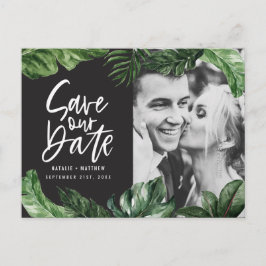 Tropisches Blattwerk und handgeschriebenes Foto Ho Postkarte