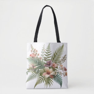 Tropisches Blattwerk und Hibiskus-Blumen Tasche