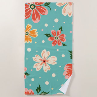 Tropisches Blau Floral Strandtuch