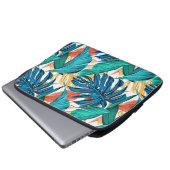 Tropisches Blau gelbe Blätter Laptopschutzhülle (Vorne Knopf)