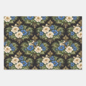 Tropisches Blau-Palm-Blumenmuster Geschenkpapier Set (Vorderseite 2)