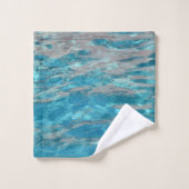 Tropisches Blau und Korallenwasser Badhandtuch Set (Waschlappen)