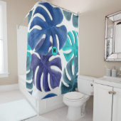 Tropisches Blau und Lila Palmen Duschvorhang (Beispiel)
