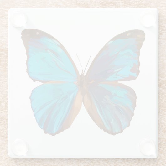 Tropisches Blau und türkisfarbene Schmetterlinge Glasuntersetzer (Rückseite)