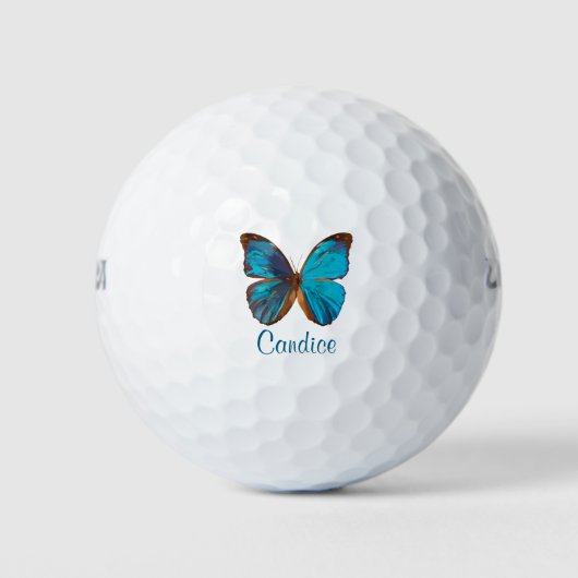 Tropisches Blau und türkisfarbene Schmetterlinge Golfball (Vorderseite)