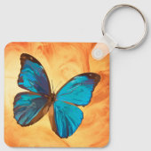 Tropisches Blau und türkisfarbene Schmetterlinge Schlüsselanhänger (Rückseite)