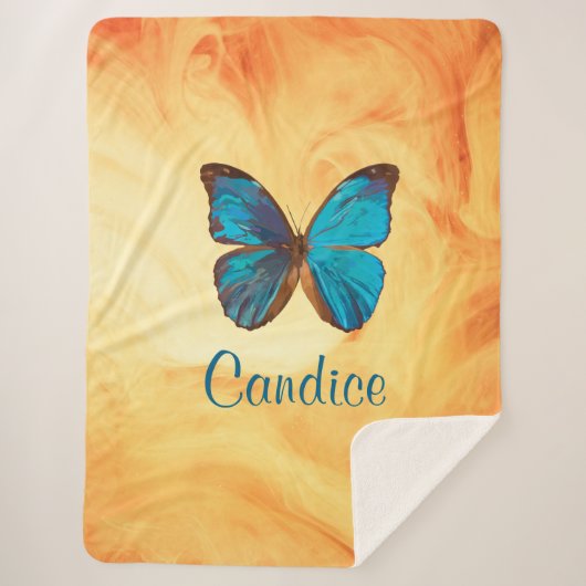 Tropisches Blau und türkisfarbene Schmetterlinge Sherpadecke (Vorderseite)