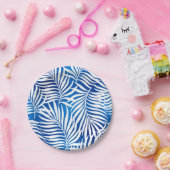 Tropisches Blau und Weiß | Floral Pappteller (Party)