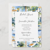 Tropisches blaues Mittelmeer-Brautparty Einladung (Vorderseite)