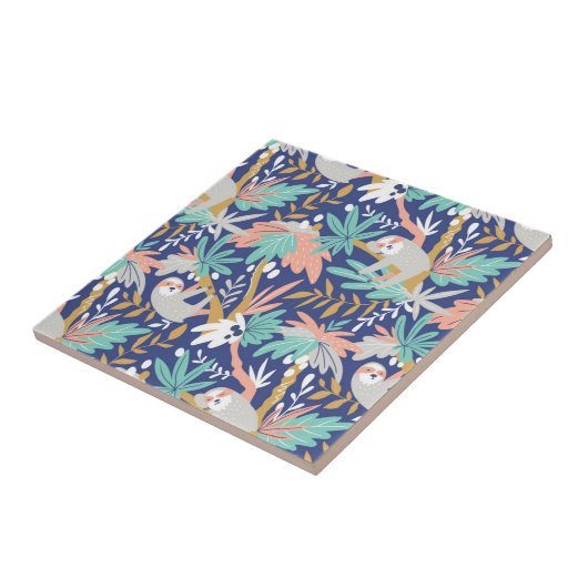 Tropisches blaues Trägheits-Muster Fliese (Seite)